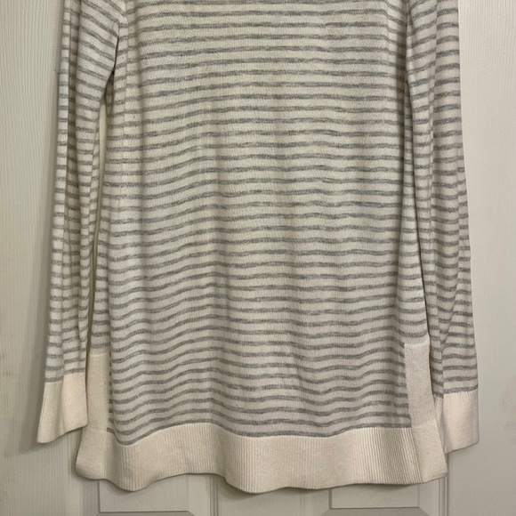 LOFT Grey and White Striped Tunic Sweater - Picture 2 of 10